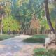 Painting "In the Park" animated landscape impressionist J. Toussaint 1883