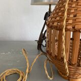 Pendant lamp, fabric cable 2 m, Asian bamboo, 1980