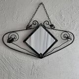 French Art Deco wrought iron mirror, 1930s