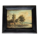 Small painting: oil on panel - lively landscape