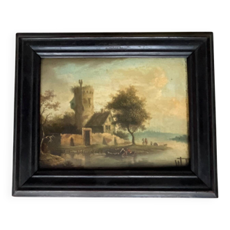 Small painting: oil on panel - lively landscape