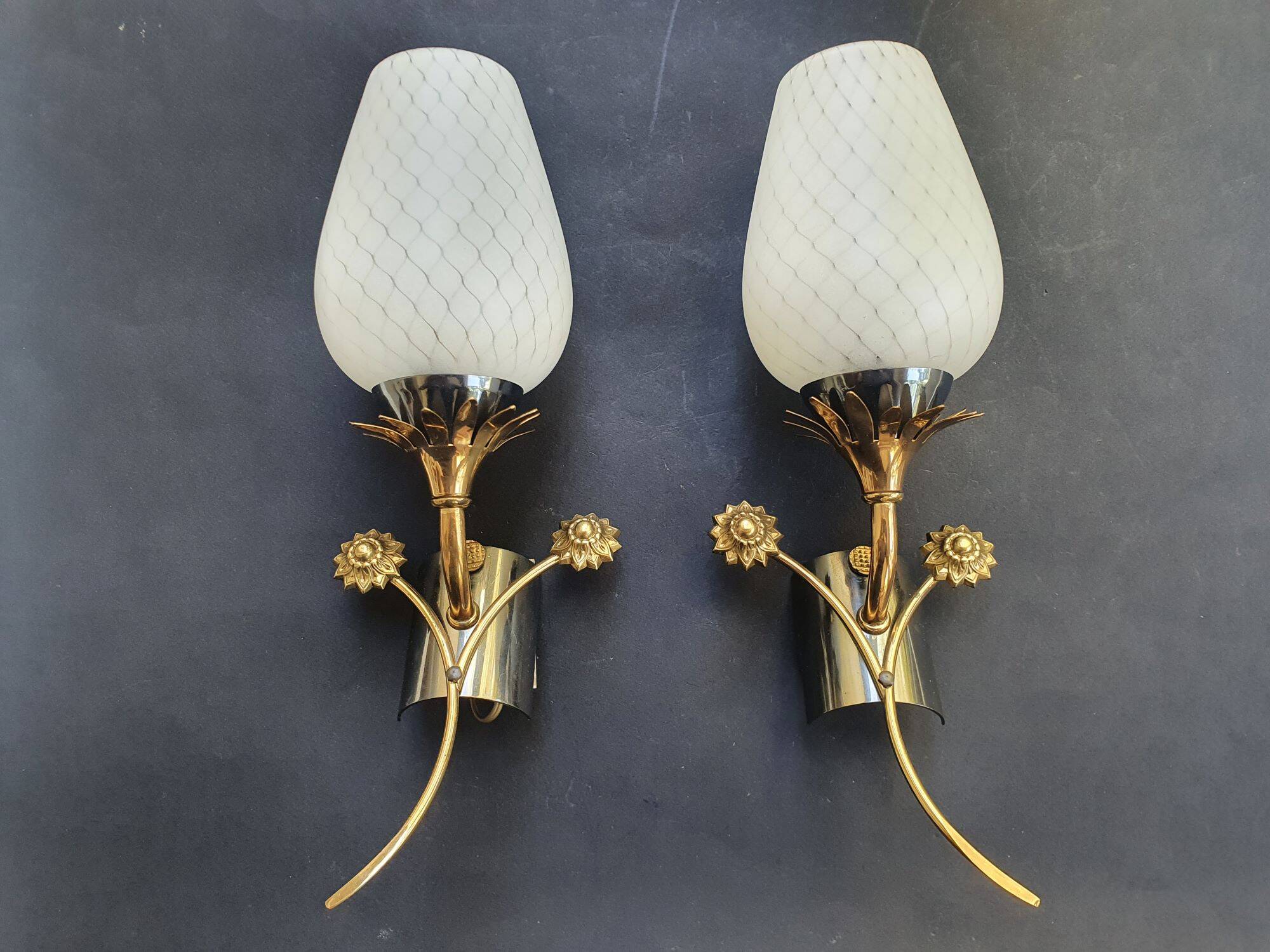 Pair of Art Deco wall sconces from the 1960s.