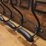 Wood and metal wall coat rack