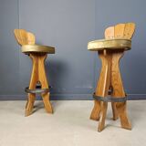 Set of 4 vintage brutalist bar stools, 1960s