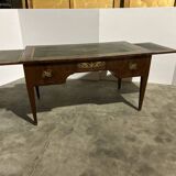 Mahogany flat desk. Louis XVI style, 20th century.