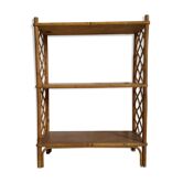 Shelf in rattan and vintage leather faux