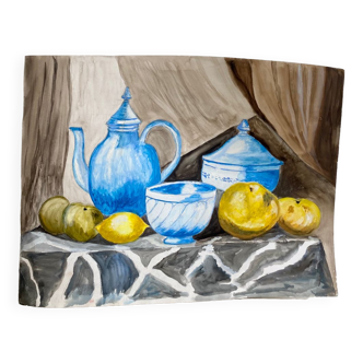 Still life watercolor drawing