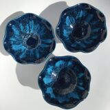 3 Vallauris Cups deep blue wavy edge