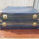 Pair Old Carton Blue Fibre - Reinforcements - Vintage Metal Anse