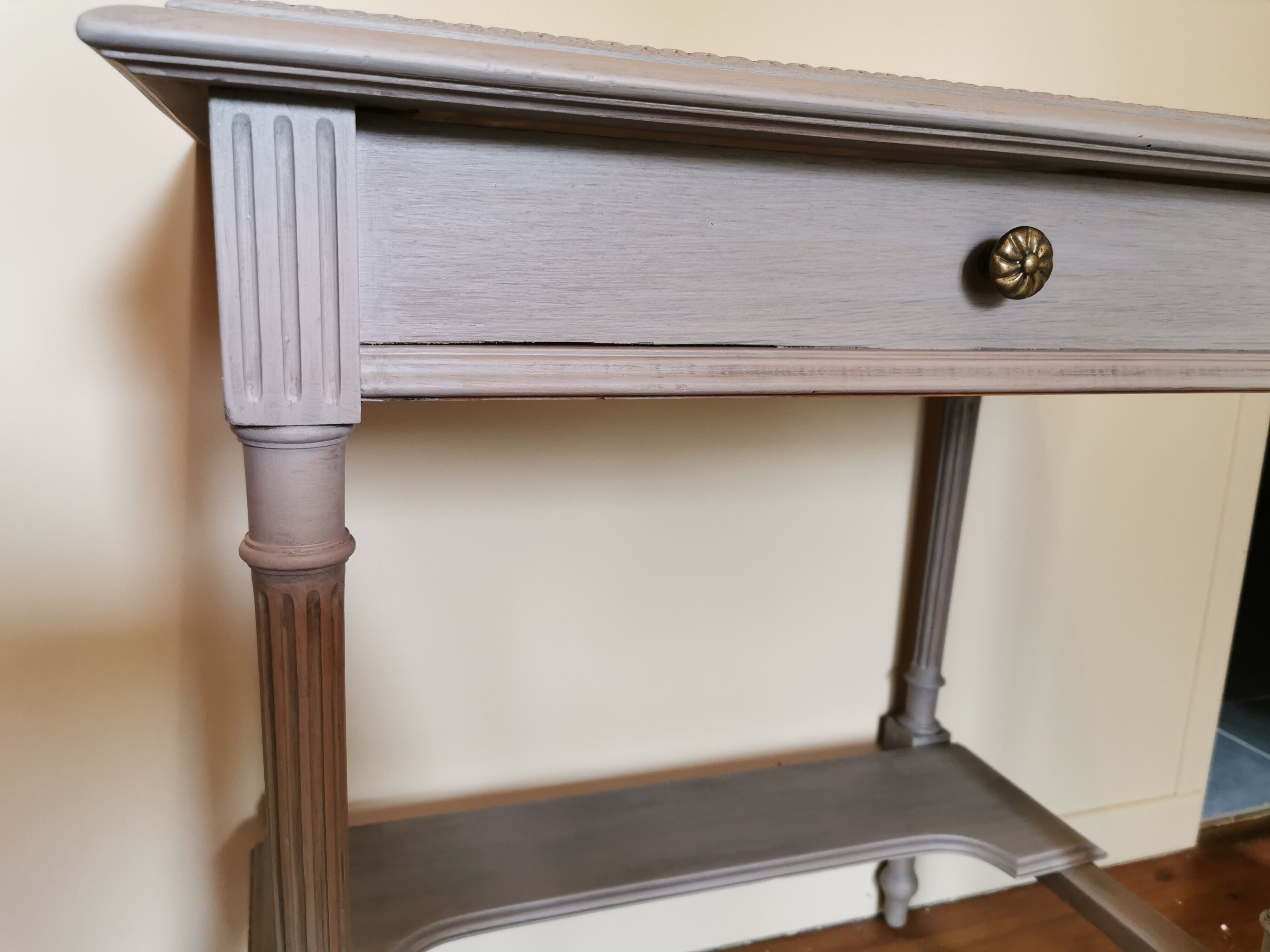 Restored old side table with marble