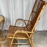 Large vintage rattan armchair