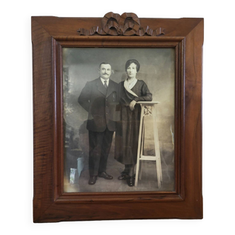 Art Deco carved wooden photo frame