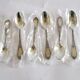 DEETJEN set of 6 silver-plated metal teaspoons or dessert spoons with crossed ribbons, new, 14.5 cm