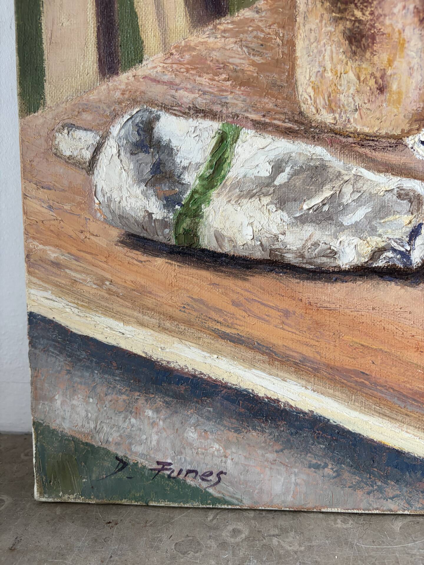 Artist studio, oil on canvas signed D Funes.