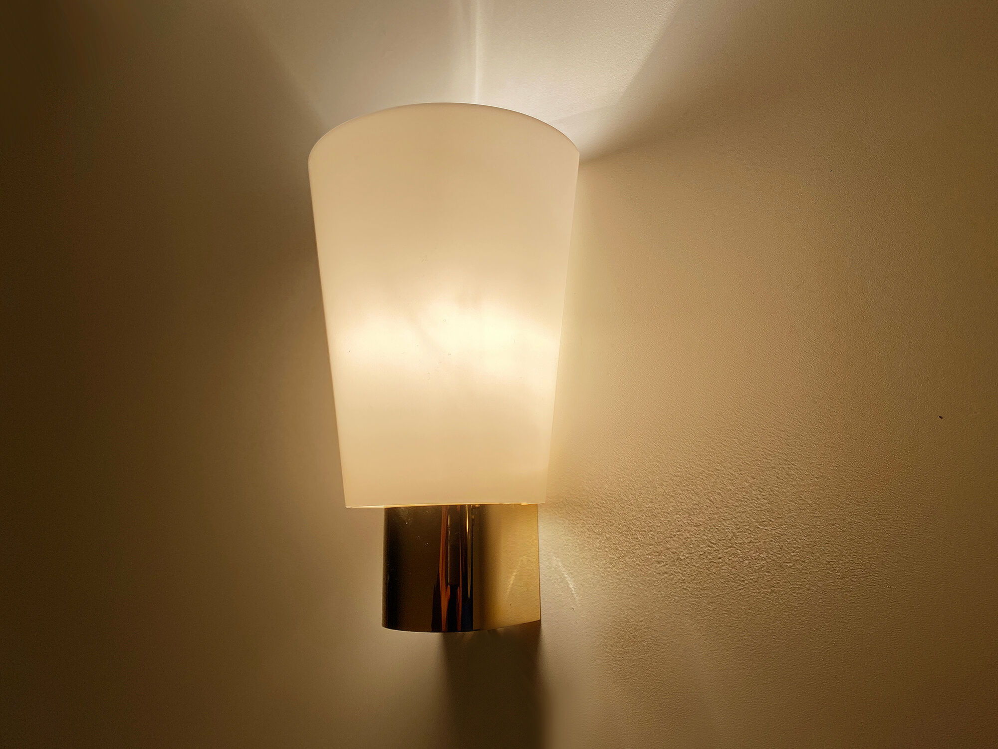 Pair Vintage Wall Lamp Limburg, Golden Brass Glass, 70s