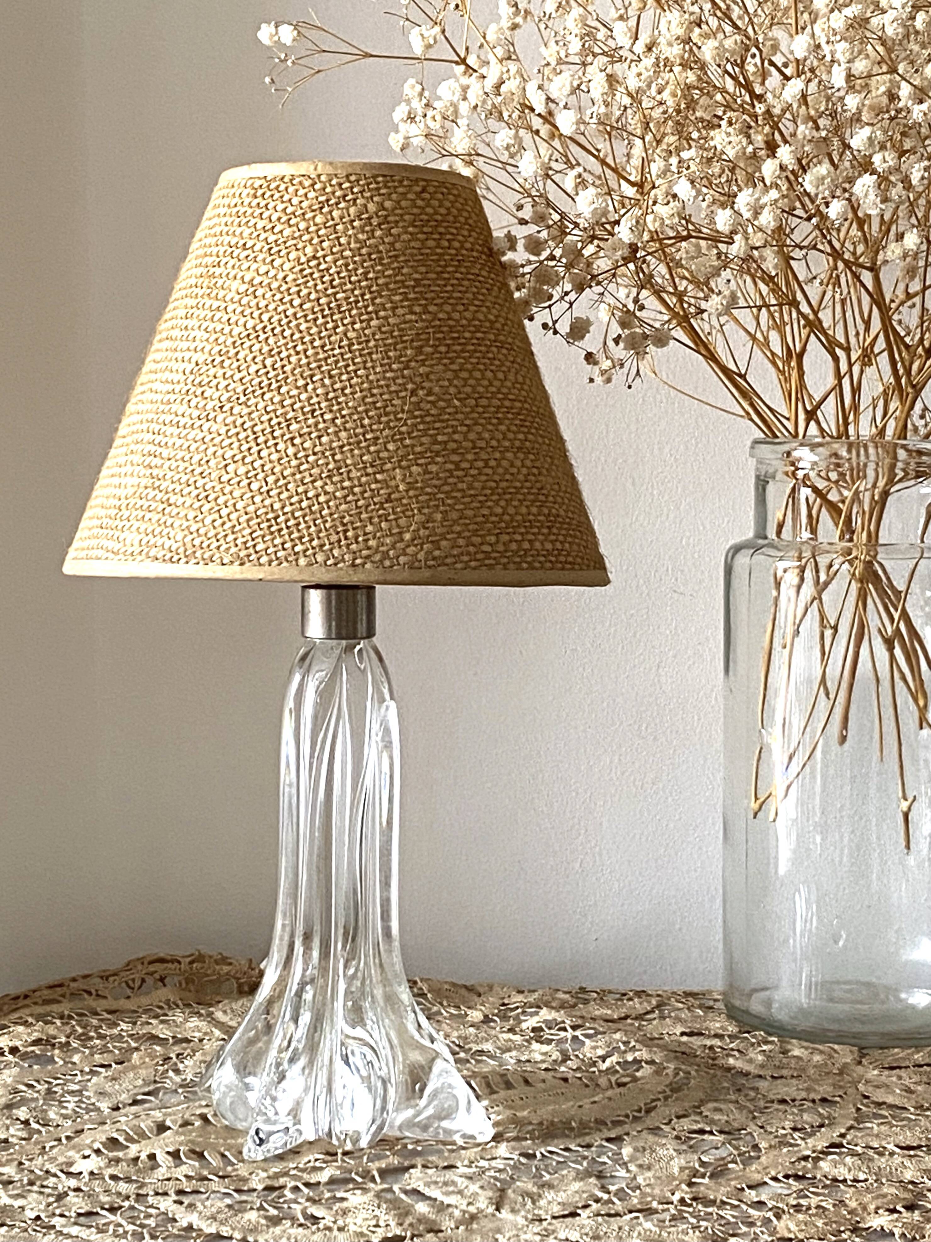 Lampe pied en cristal avec abat-jour