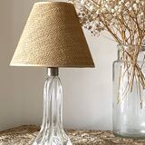 Lampe pied en cristal avec abat-jour