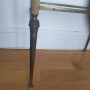Brass and glass side table, pedestal table, end table.