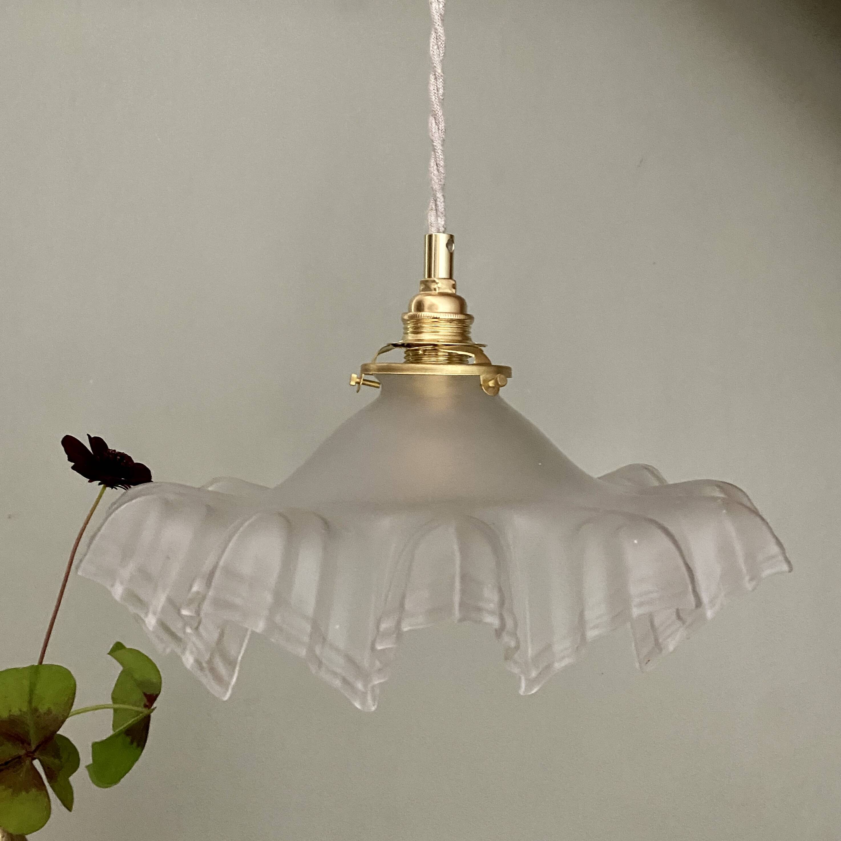 Vintage frosted glass lampshade pendant light