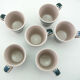 6 coffee cups - enamelled ceramic saucers