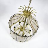 Lustre en laiton et verre fumé, années 1970
