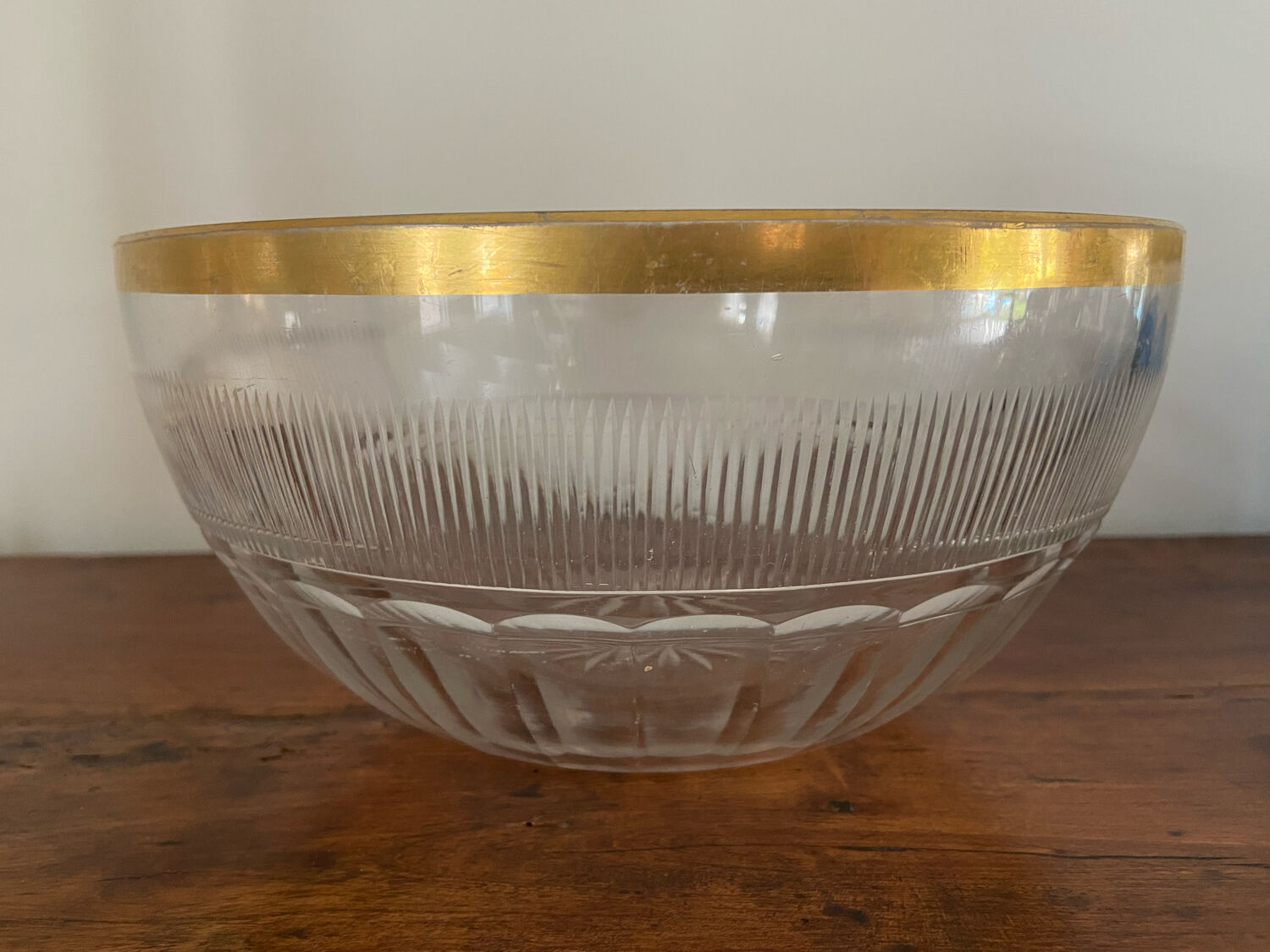 Antique crystal salad bowl