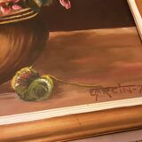 Oil on canvas cut of cyclamens 1974 signed garcin