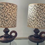 Pair of Scandinavian wooden lamps from the 60s