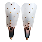 Pair of vintage wall lamps (50's - 60's) metal and plastic