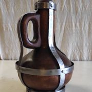 Vase / jug in solid wood and metal - mid 20th century