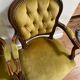 Cabriolets or Bergère armchairs Louis XV style in light green upholstered velvet