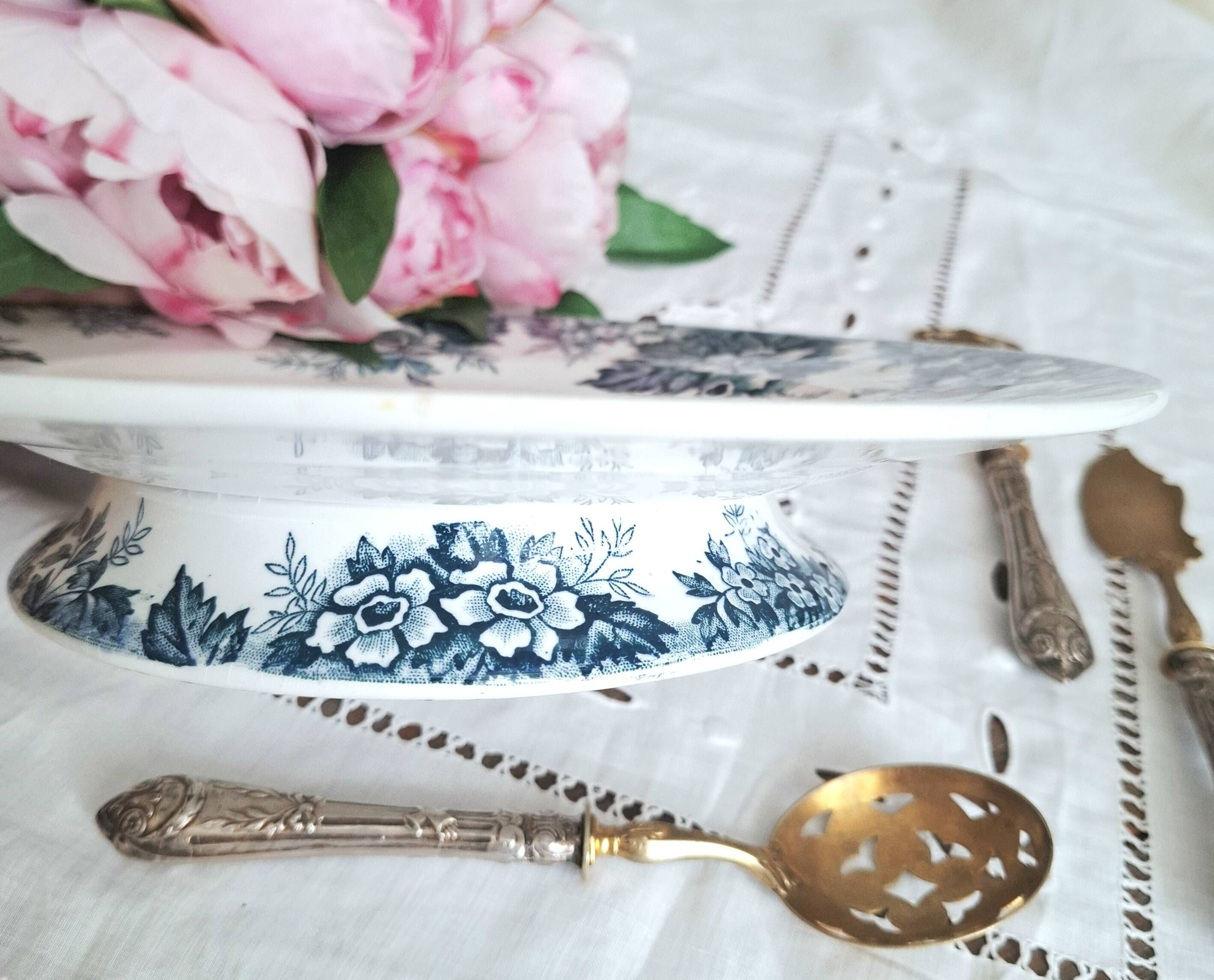 Assiette montée ancienne en faïence terre de fer