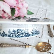 Assiette montée ancienne en faïence terre de fer