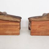 Mikael Laursen for A/S Mikael Laursen lounge chairs and ottman, Denmark 1970