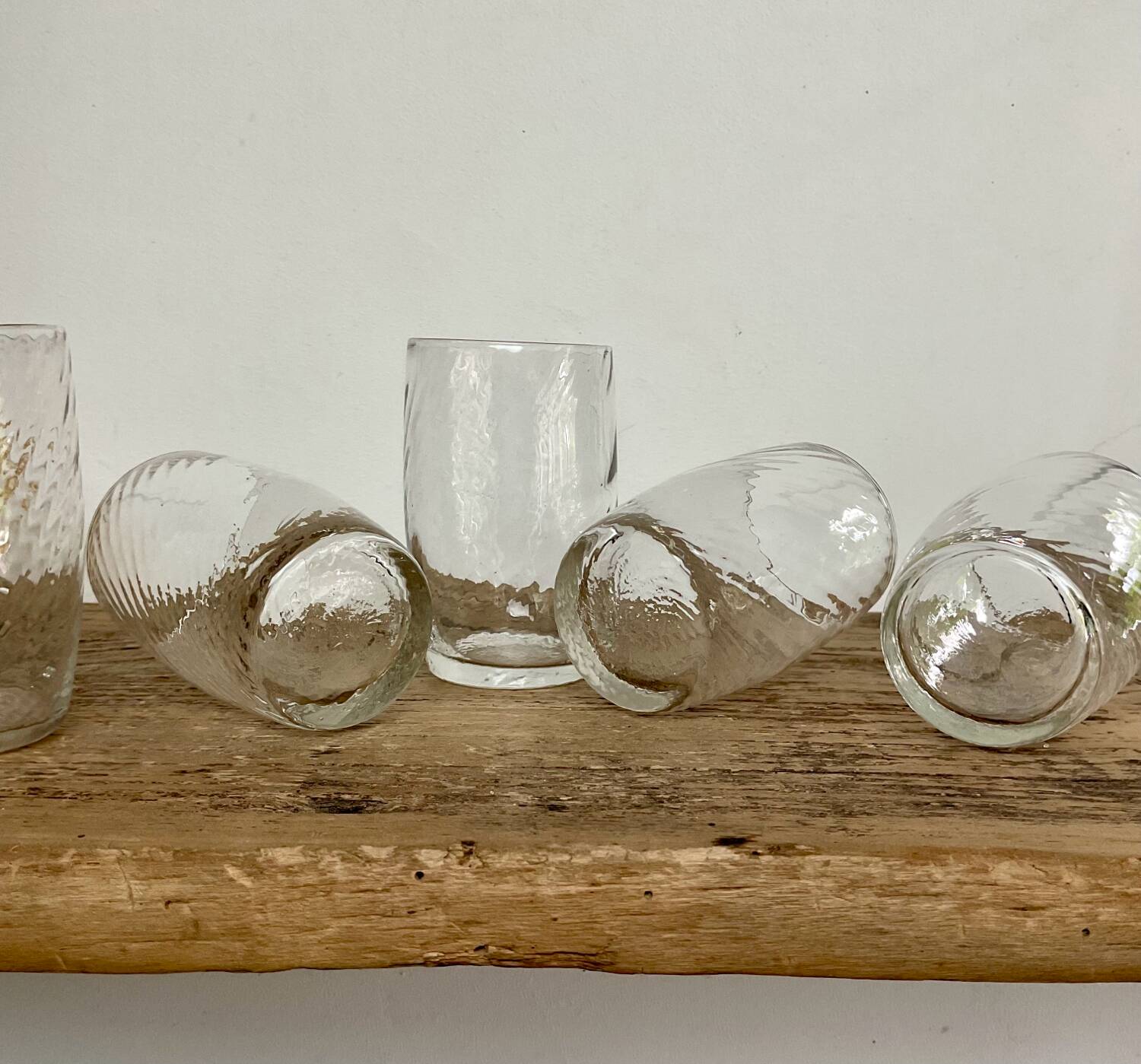 9 small vintage twisted glasses