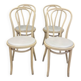 Set of 4 Thonet type bistro chairs light curved wood & Skaï GO IN Germany