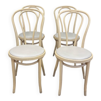 Ensemble de 4 chaises bistrot thype Thonet bois courbé clair & Skaï GO IN Allemagne