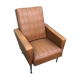 Former skai brown chair - black metal compass feet vintage 70s