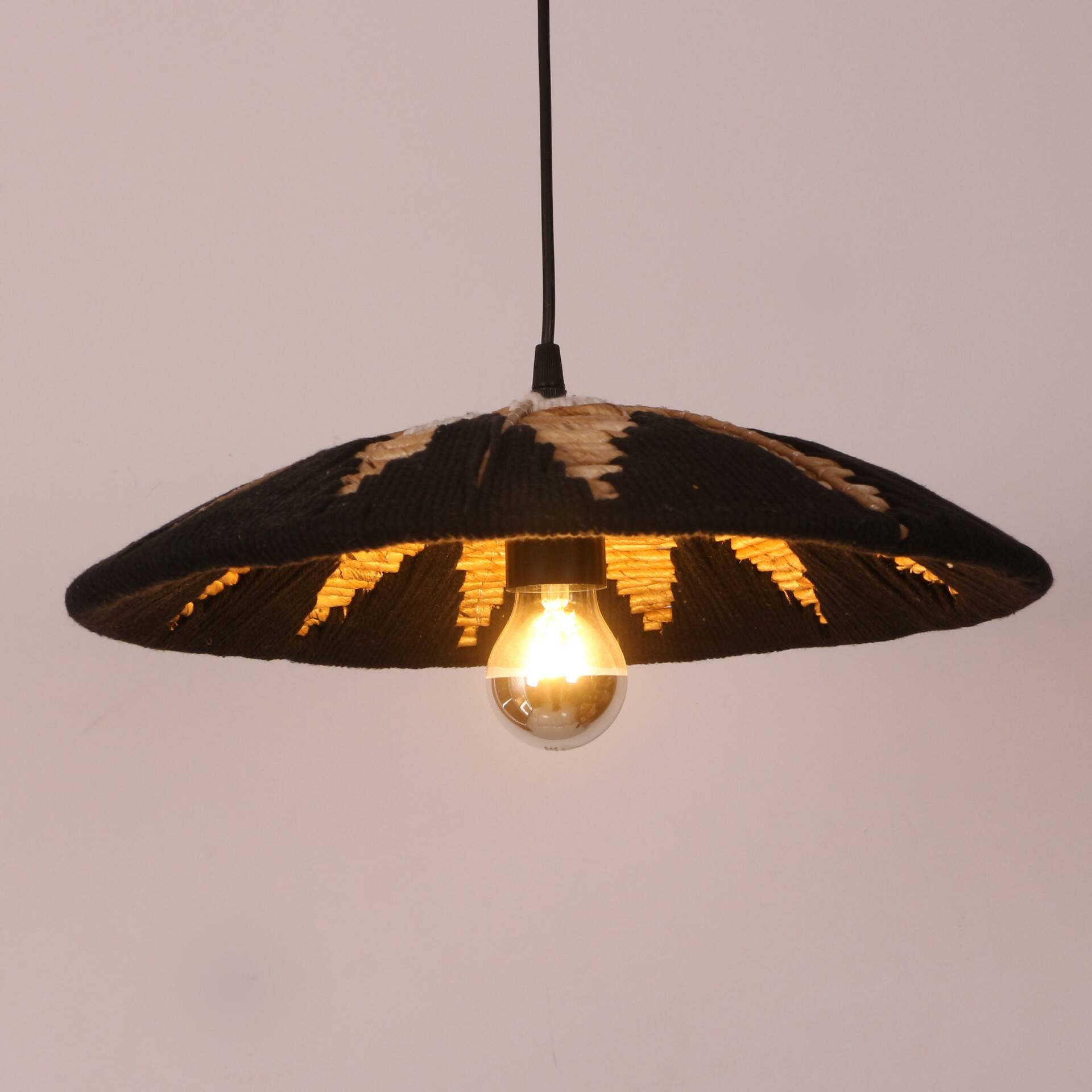 Natural Abaca Lighting 40 cm, Wicker Pendant Light, Light Fixture