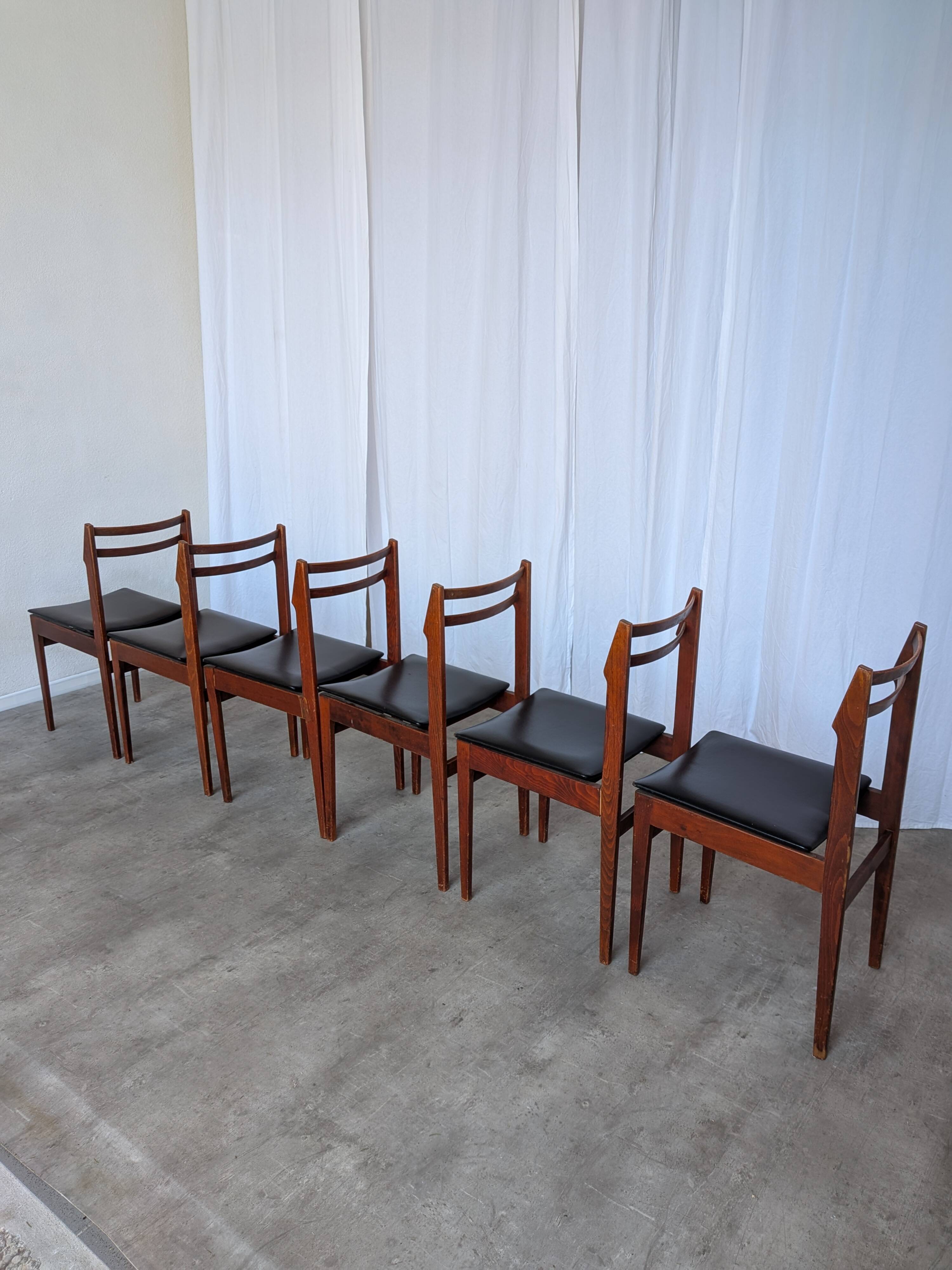Set of 14 Vintage Scandinavian Dining Chairs / Yugoslav Wooden Bistro Chair