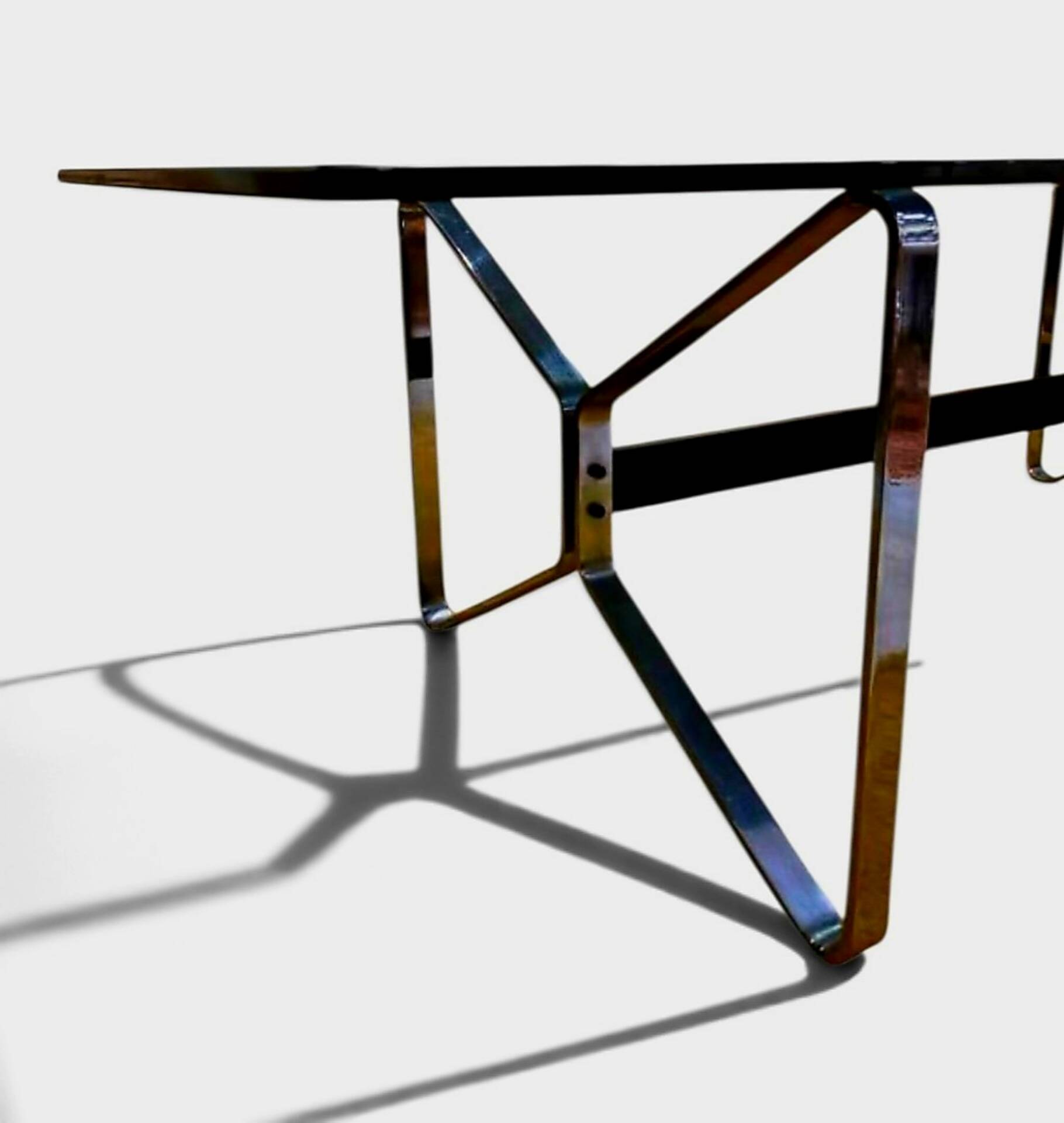 Smoked glass & chrome table design – 1970s Italian style