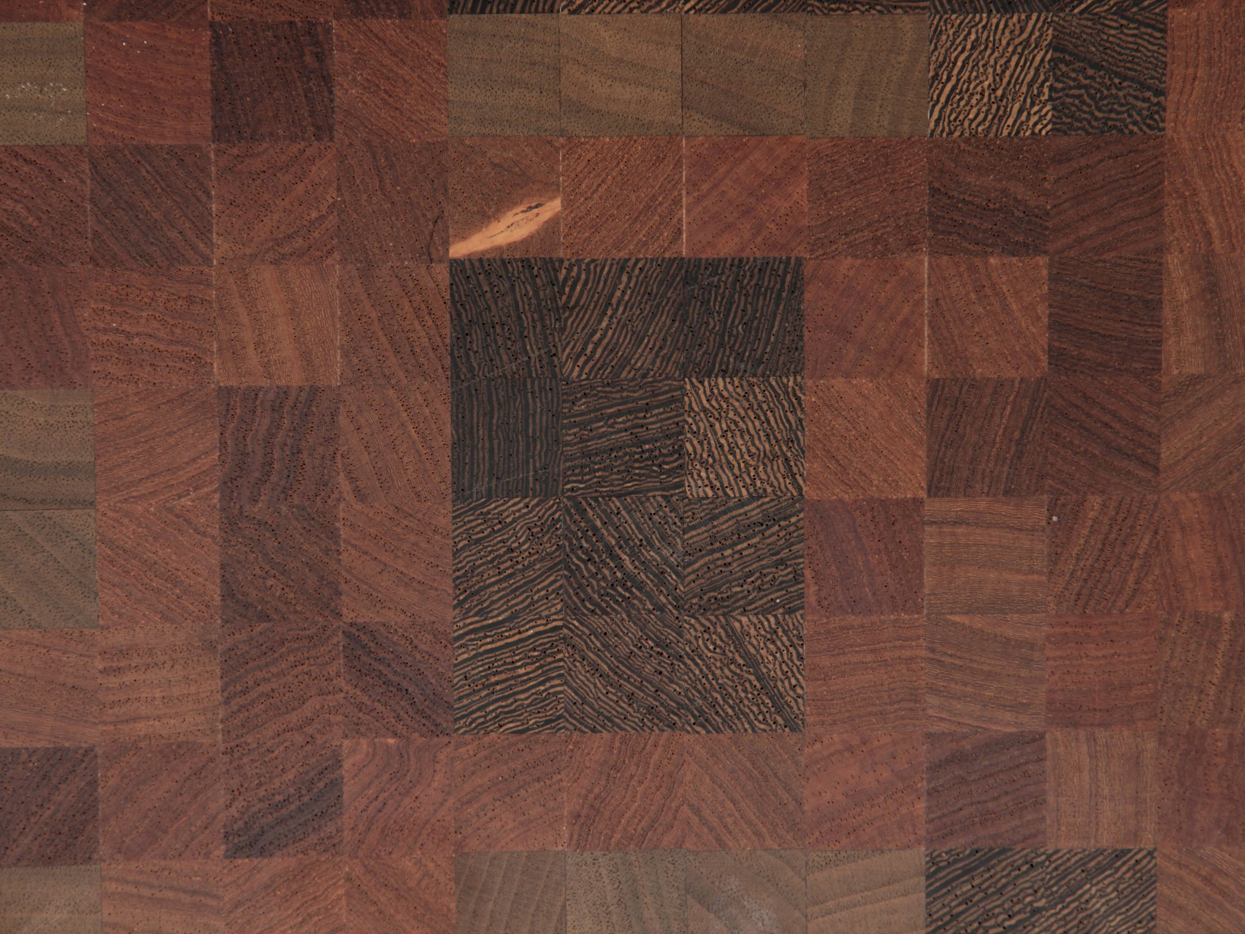 Large Scandinavian coffee table in standing wood marquetry