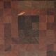 Grande table basse scandinave en marqueterie de bois debout