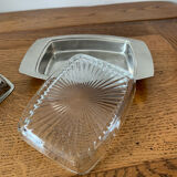 Silver metal butter dish