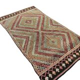 Geometric Handwoven Bohemian Kilim Rug