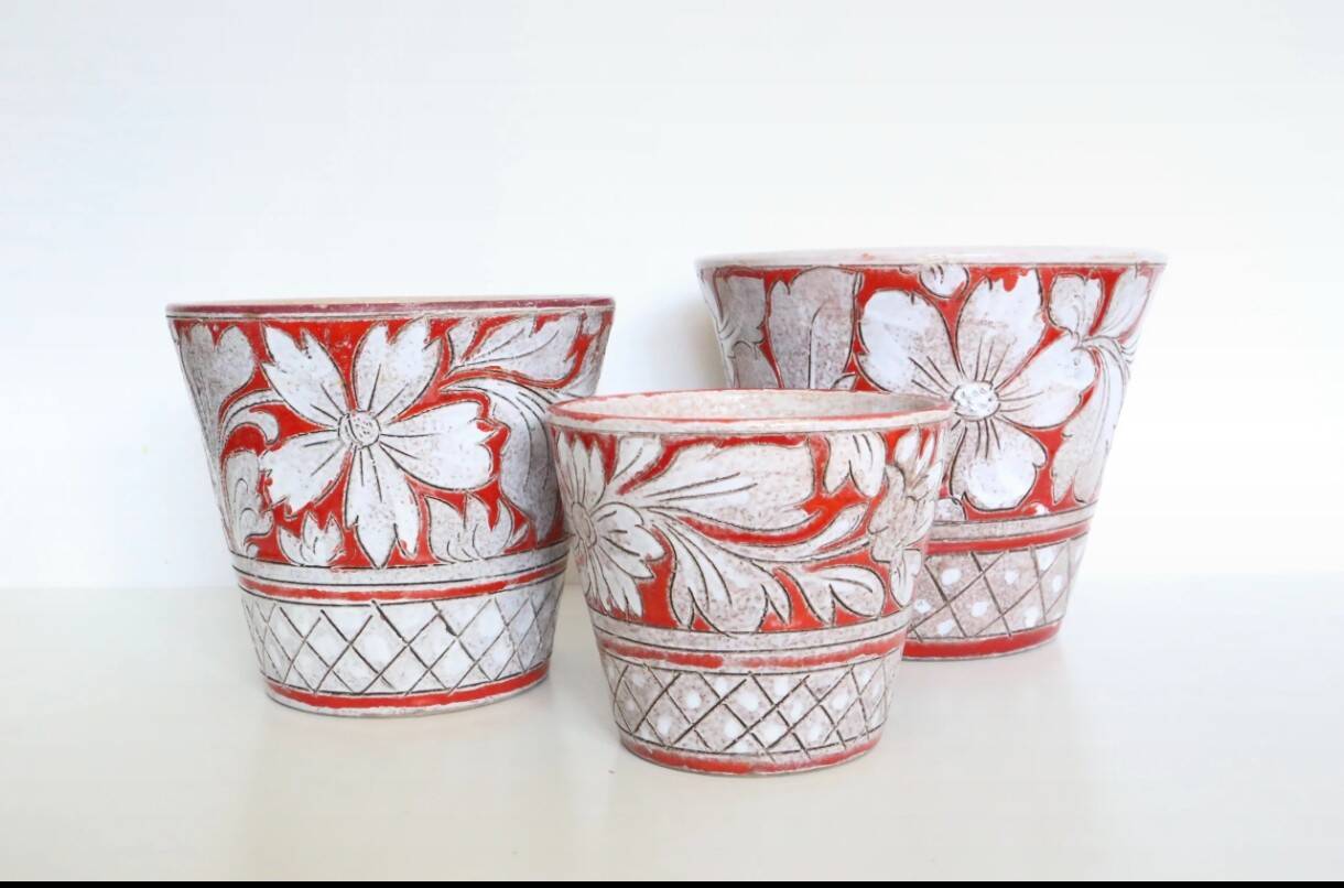 Italian ceramic flowerpot by Fratelli Fanciullacci, circa 1950/60 / size 3