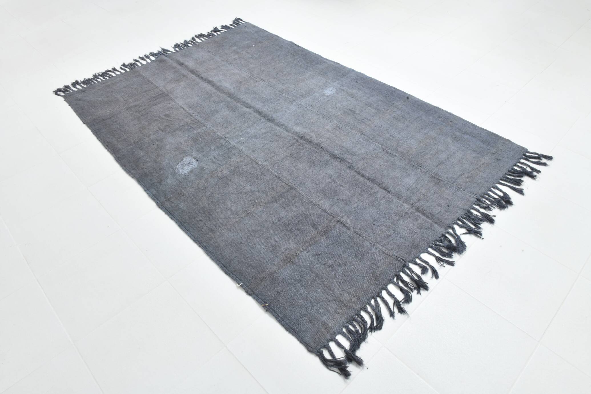 Shades of gray & silver vintage kilim rug
