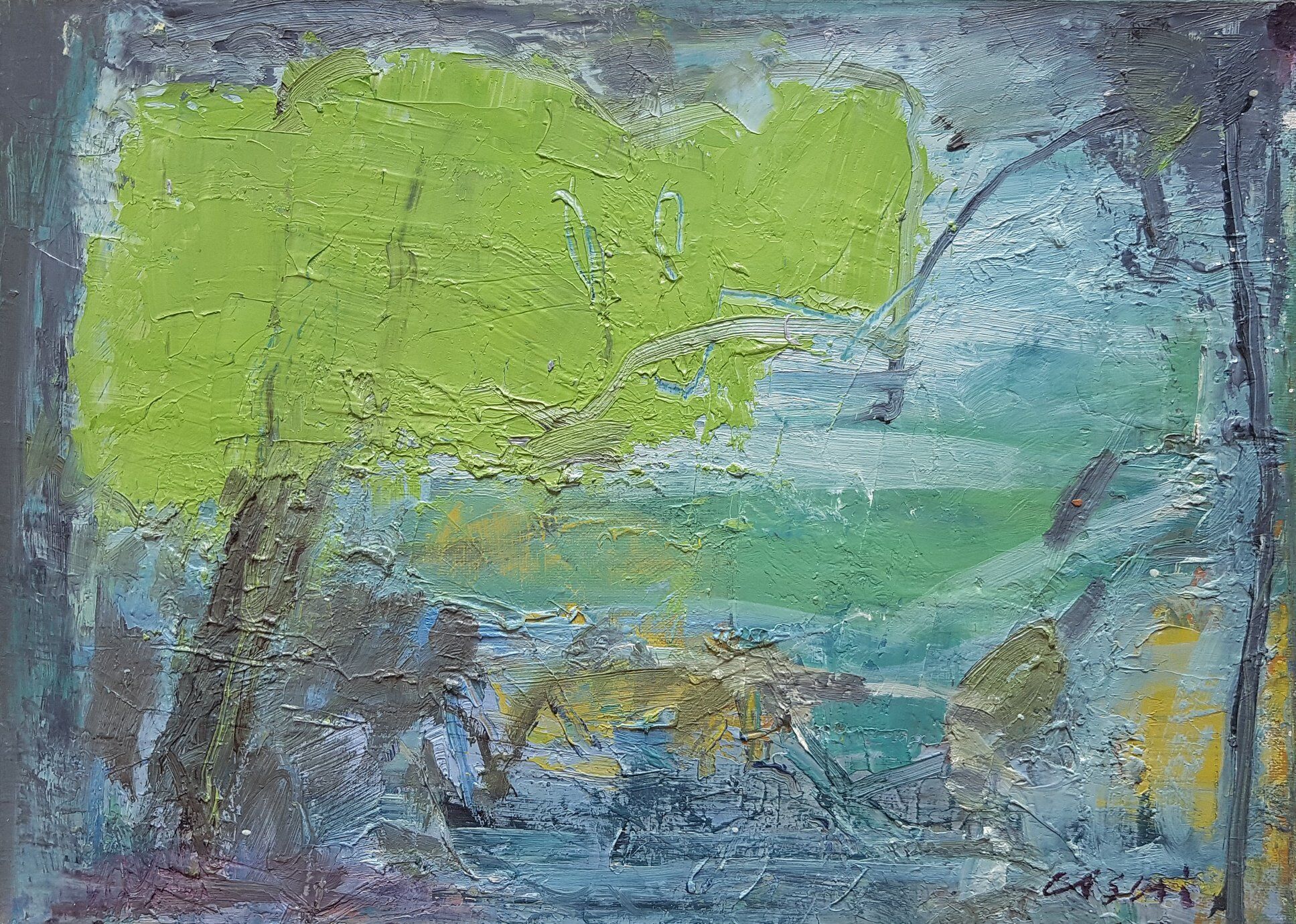 Nagao Usui painting "Landscape to the tree"