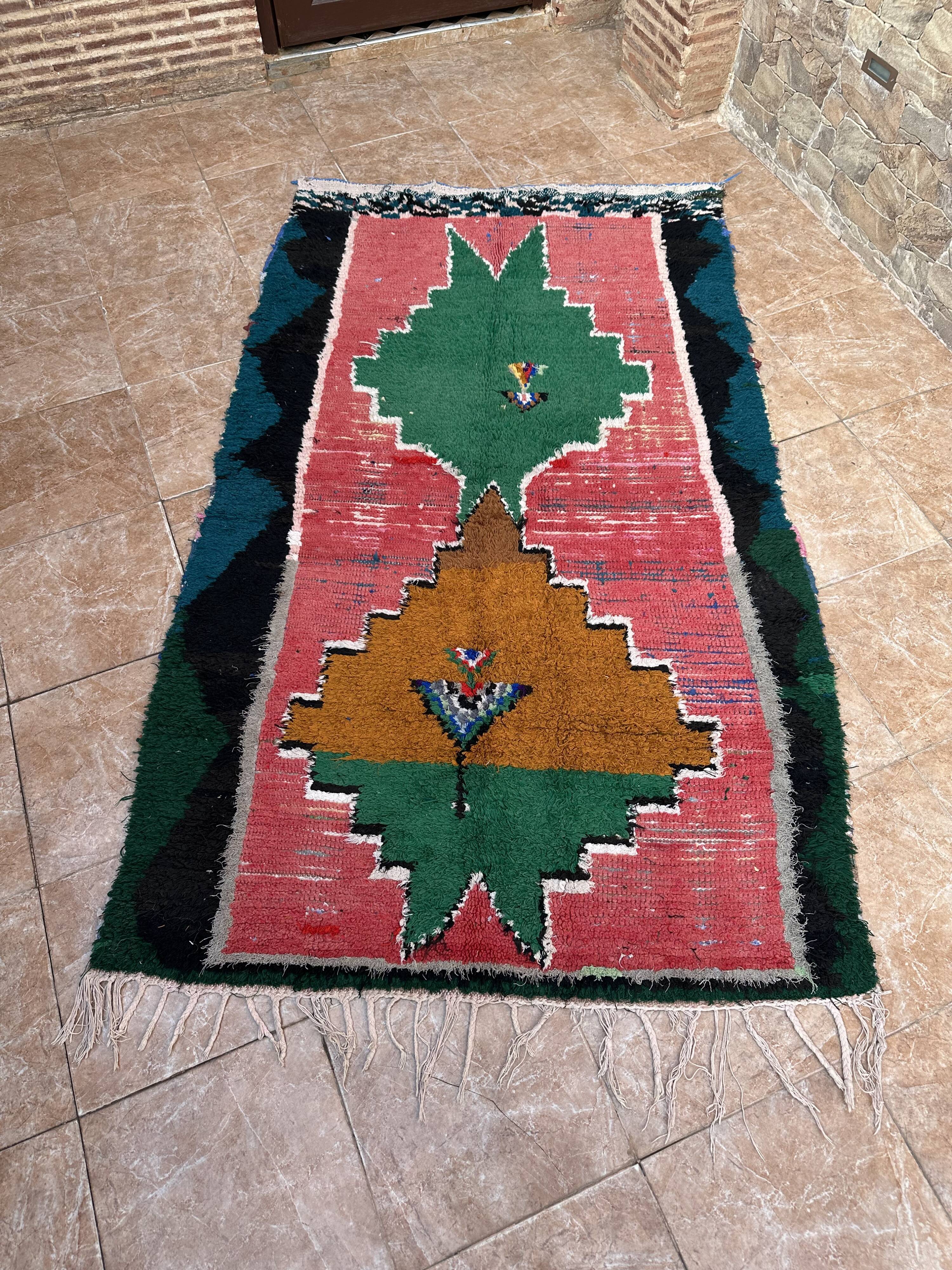 Unique Moroccan rug - Vintage Art Deco rug - Boucharouit rug