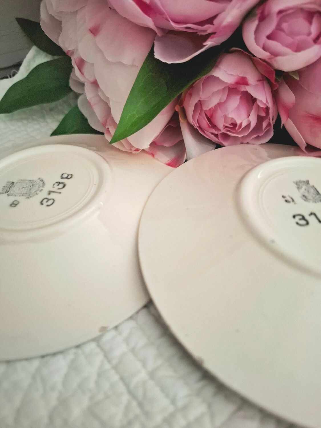 Antique cups with iron earthenware saucers